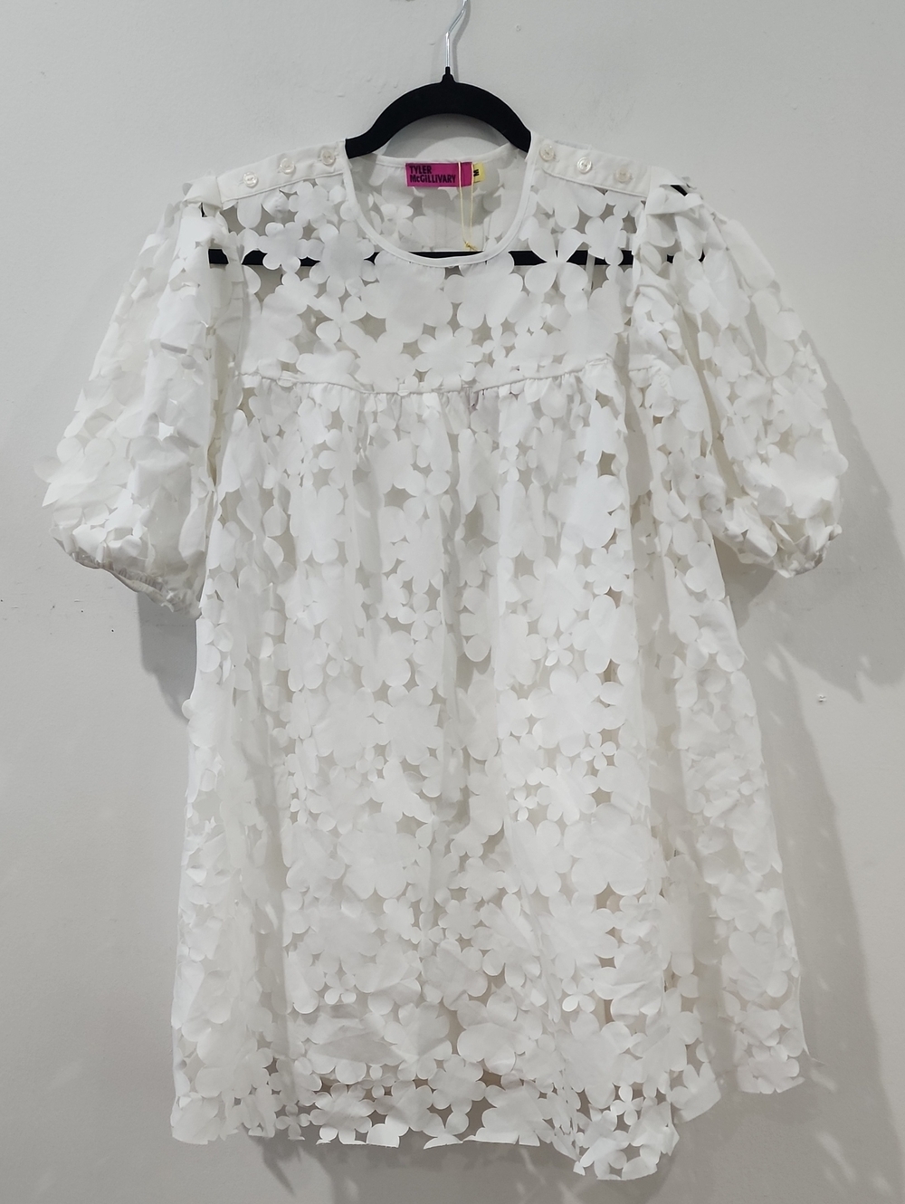 Tyler McGillivary Trixie Dress in Off-White Cartoon Cutout